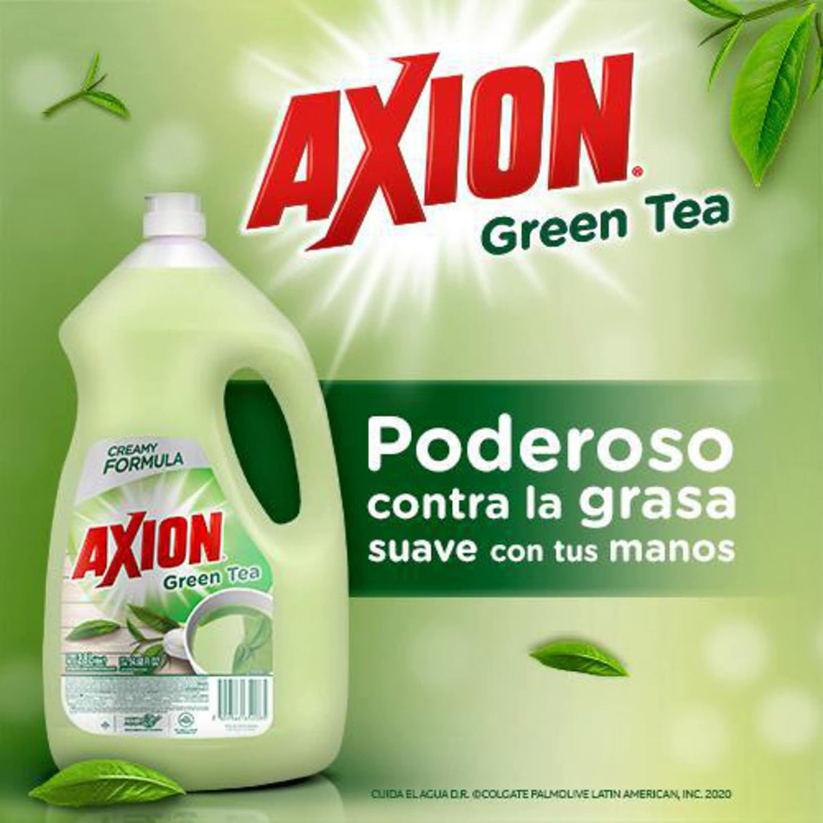 Axion Lavatrastes Líquido Cuidado de Manos Green Tea 2.8 Lt | Poderoso Arrancagrasa, Suave con tus Manos, Tu Aliado en el Cuidado de Manos con Colágeno, Suavidad que se Siente