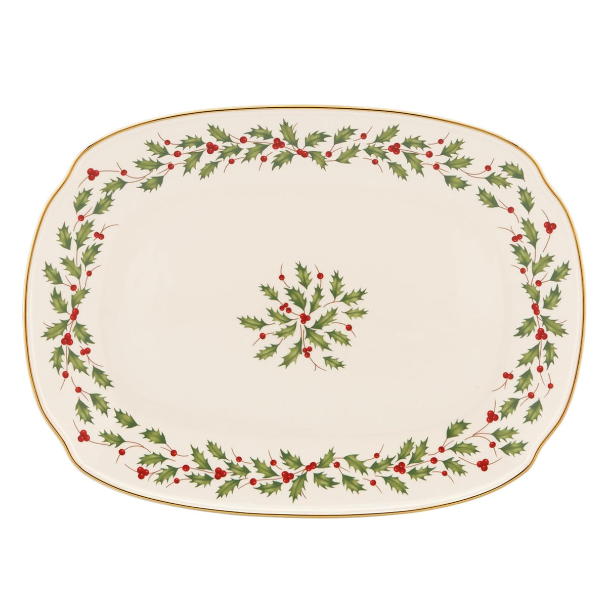 Lenox Holiday Pieza para Servir de Porcelana con Acentos Dorados - Plato oblongo