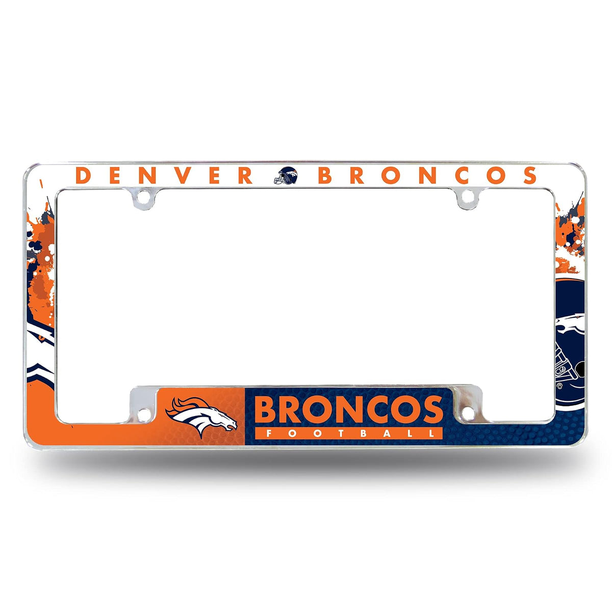 Rico Industries Marco de Placa Cromado con Licencia Oficial NFL - Denver Broncos - Primario