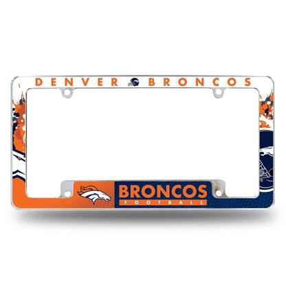 Rico Industries Marco de Placa Cromado con Licencia Oficial NFL - Denver Broncos - Primario
