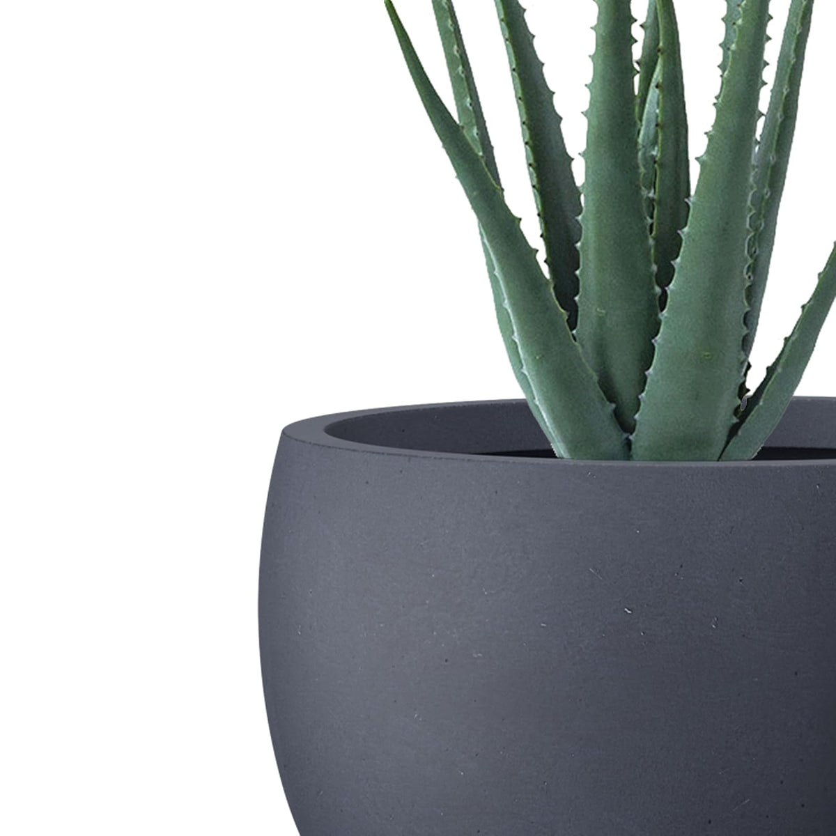 Kante - Maceta Redonda de hormigón de 15.7 Pulgadas de diámetro, para Exteriores e Interiores, con Orificio de Drenaje y tapón de Goma para jardín, Patio, balcón, hogar, carbón