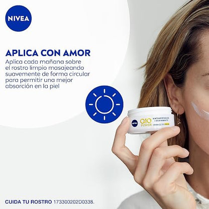 NIVEA Crema Facial Reafirmante Q10 (50 ml), Tratamiento Antiarrugas de Día Fps 30 ayuda a la generación de Colágeno en la piel y reducir las líneas de expresión, Todo Tipo de Piel