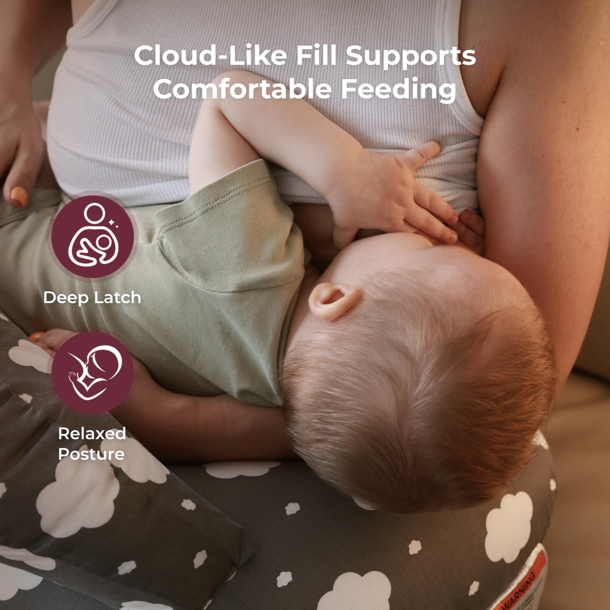 Momcozy Almohada de Lactancia Original para Amamantar, Barrera de Seguridad Innovadora, Diseño Ancho para Mayor Apoyo, Ideal para Mamá y Bebé