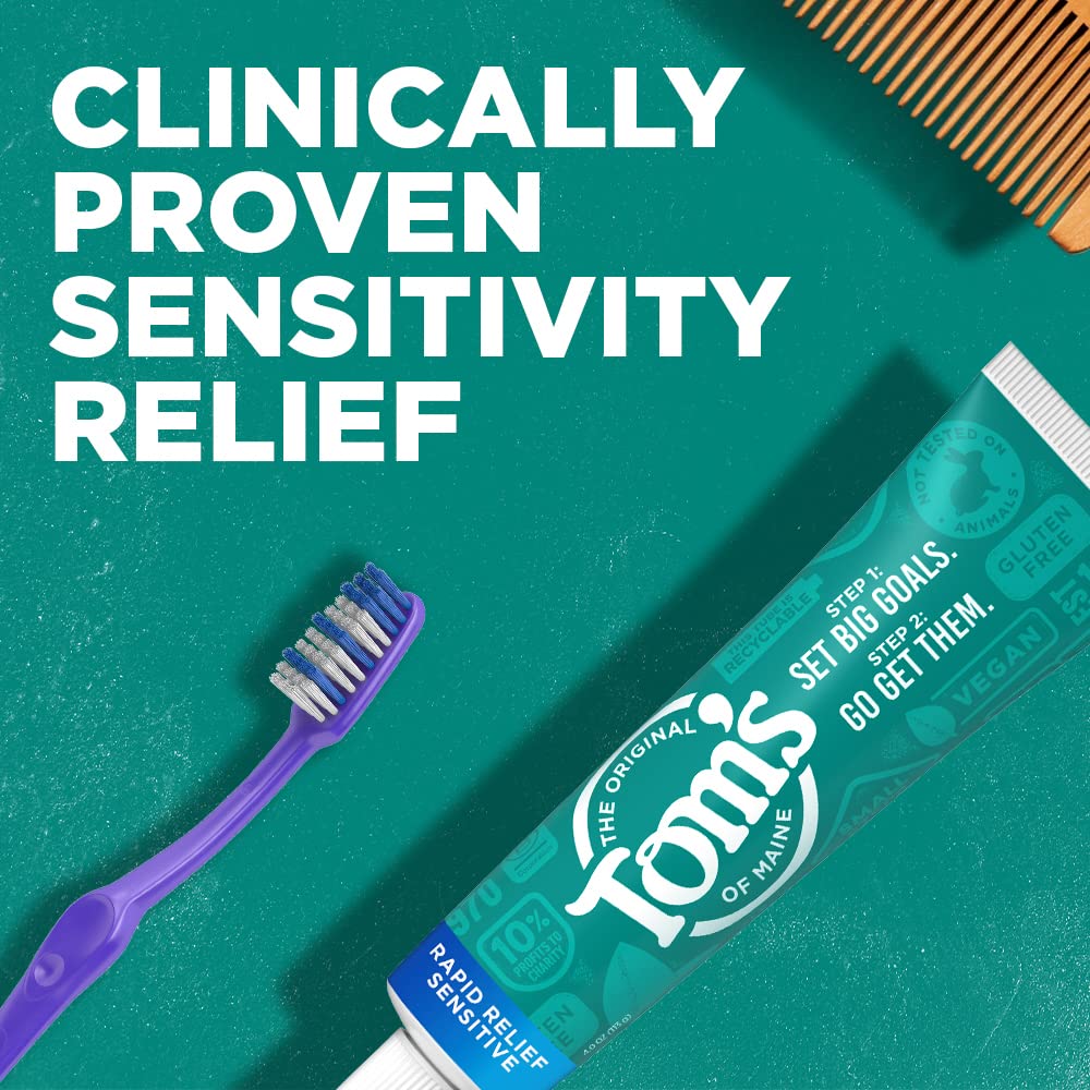 Tom's of Maine Rapid Relief Sensitive Natural Toothpaste Multi Pack, Fresh Mint, 3 Count