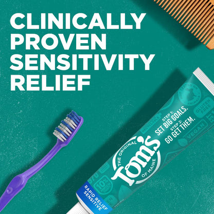 Tom's of Maine Rapid Relief Sensitive Natural Toothpaste Multi Pack, Fresh Mint, 3 Count