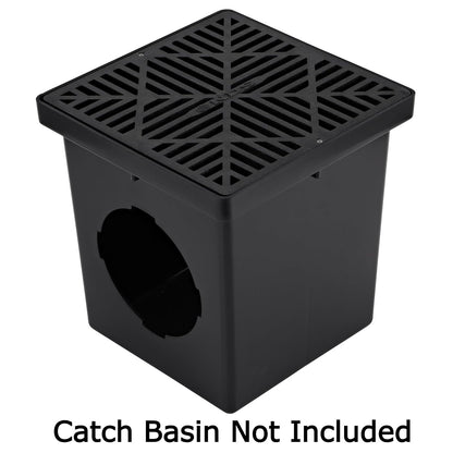 NDS 1211G* Rejilla de Drenaje Cuadrada para Lavabo de Captura, diseño de Diamante, se Adapta a Drenaje de Lavabo de 12 Pulgadas, elevadores y Adaptador de Perfil bajo, 12 Pulgadas, plástico, Negro