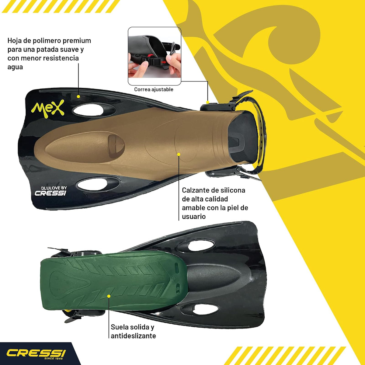 Cressi Aleta Mex Junior, Verde, L/XL (MX206020)