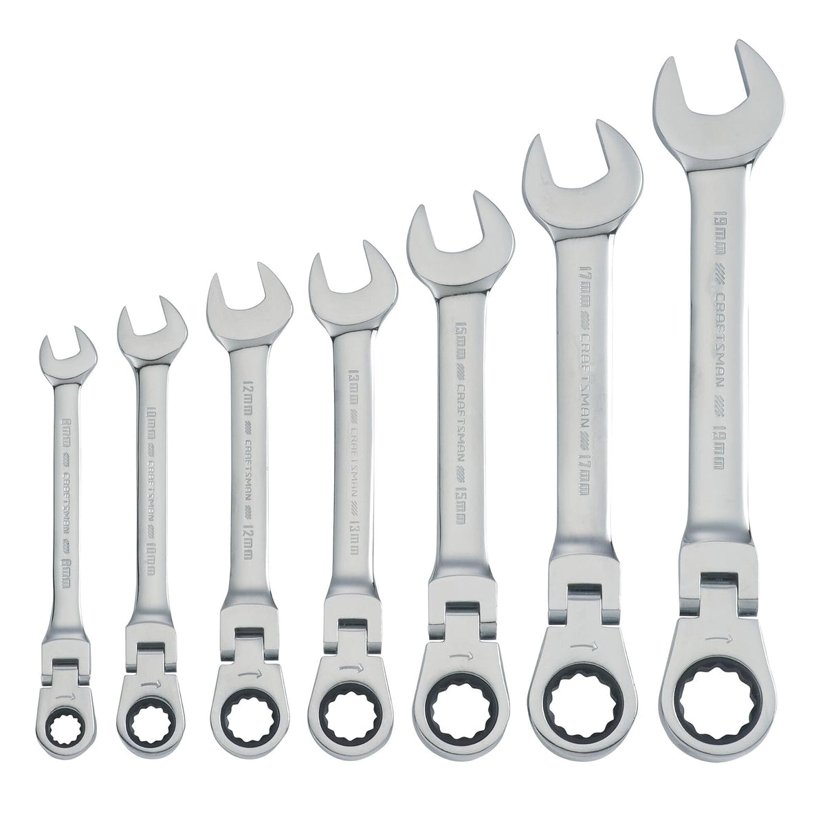 CRAFTSMAN Juego de Llaves Combinadas Métricas con Matraca Reversible por 7 Piezas (CMMT87009)