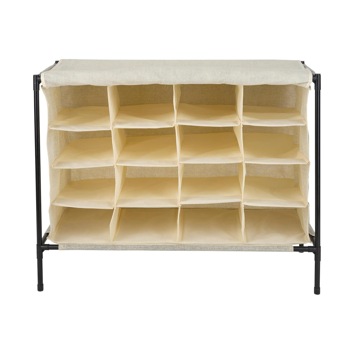 Simplify - 16 pares de zapateros con cubierta, apilable, almacenamiento y organización, clóset, recámara, entrada, color beige