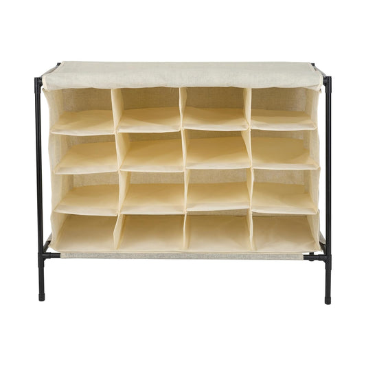 Simplify - 16 pares de zapateros con cubierta, apilable, almacenamiento y organización, clóset, recámara, entrada, color beige