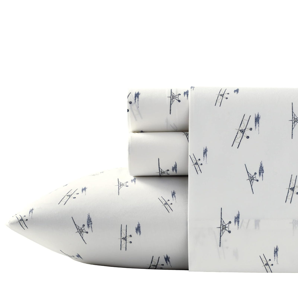 Eddie Bauer - Juego de sábanas matrimoniales, algodón percal, crujiente y Fresco, Elegante decoración del hogar (avión, 4 Piezas, matrimonial)