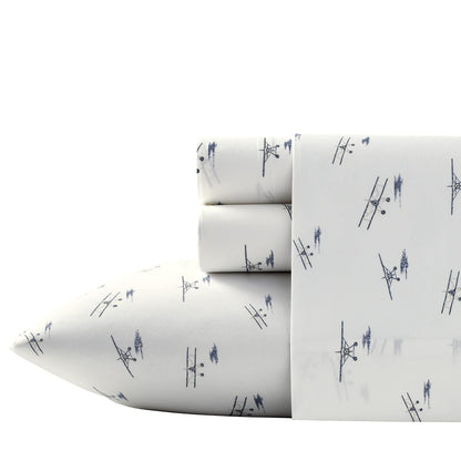 Eddie Bauer - Juego de sábanas matrimoniales, algodón percal, crujiente y Fresco, Elegante decoración del hogar (avión, 4 Piezas, matrimonial)