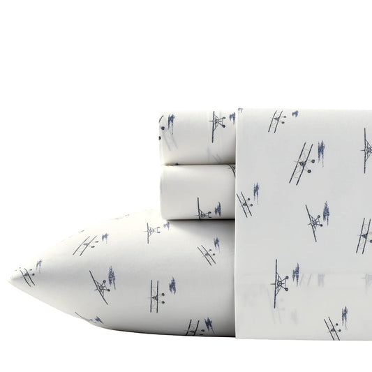 Eddie Bauer - Juego de sábanas matrimoniales, algodón percal, crujiente y Fresco, Elegante decoración del hogar (avión, 4 Piezas, matrimonial)
