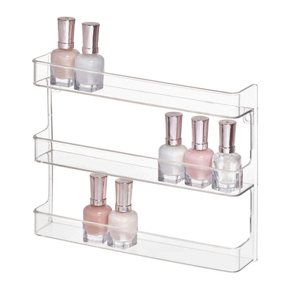 InterDesign - Estante de almacenamiento de esmalte de uñas Clarity 41400 para montaje en pared con estantes para baño, tocador y armario, transparente