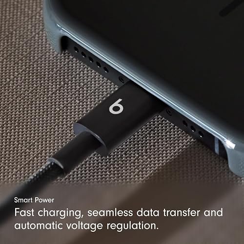 Beats Cable corto trenzado de USB-A a USB-C, carga rápida, diseño resistente que no se enreda, cargador compatible para dispositivos Apple y Android con USB-C (20 cm) — Negro eléctrico