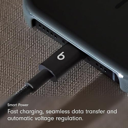 Beats Cable corto trenzado de USB-A a USB-C, carga rápida, diseño resistente que no se enreda, cargador compatible para dispositivos Apple y Android con USB-C (20 cm) — Negro eléctrico