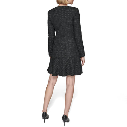 Karl Lagerfeld Embellished Buttons Long Sleeve V Neck Blazer Dress Vestido Informal Mujer