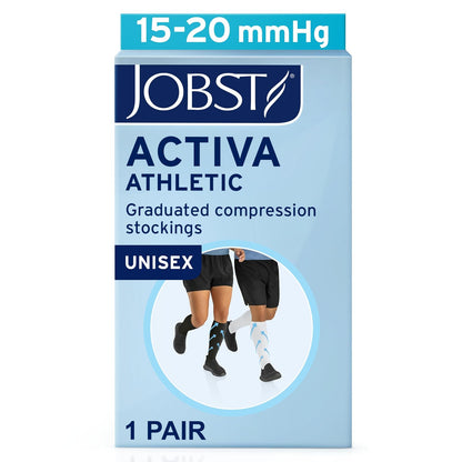 JOBST ACTIVA Athletic - Calcetines de compresión de 15 a 20 mmHg hasta la rodilla, puntera cerrada, blanco, talla S