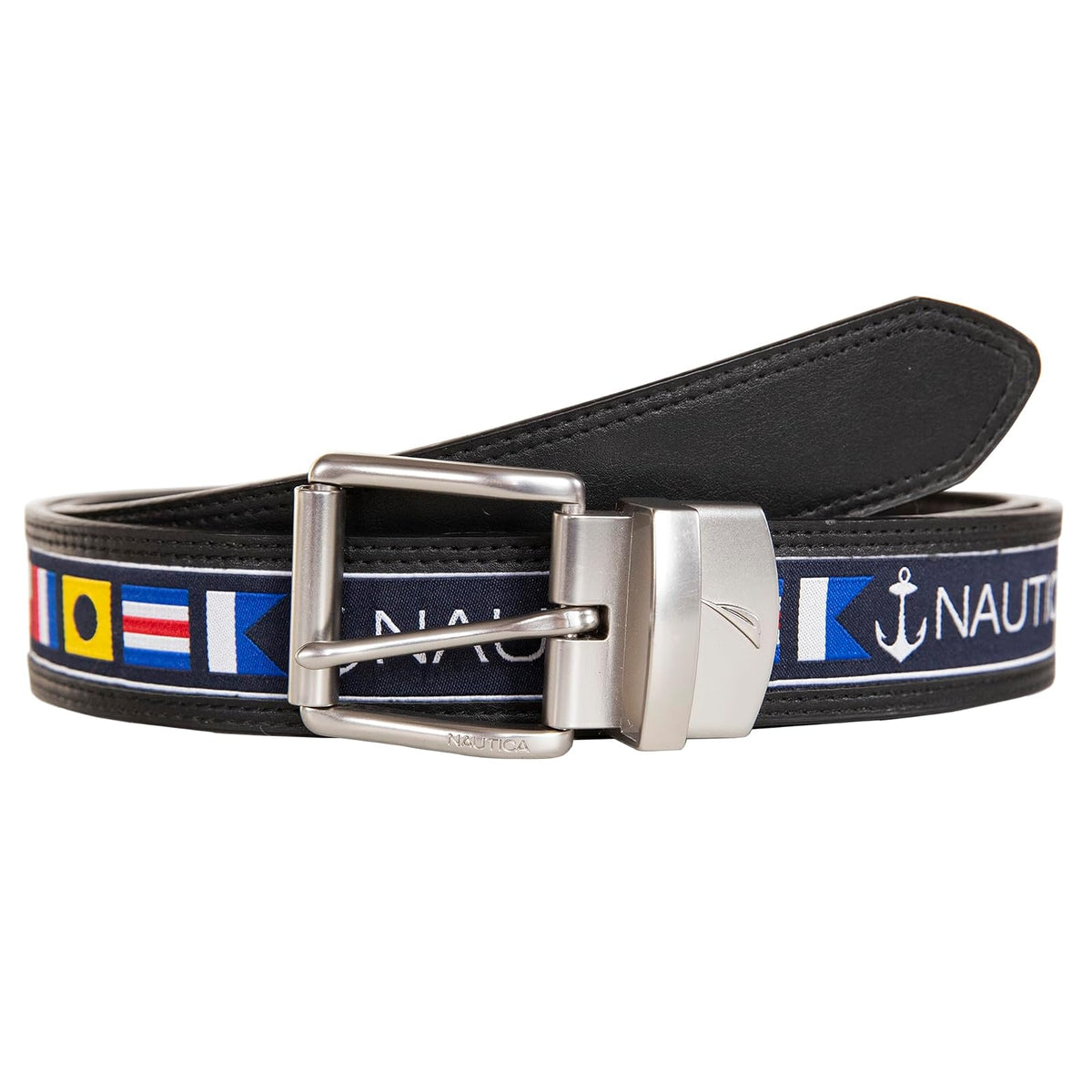 Nautica Nautica Cinturón reversible para hombre con patrón de bandera Cinturón para Hombre