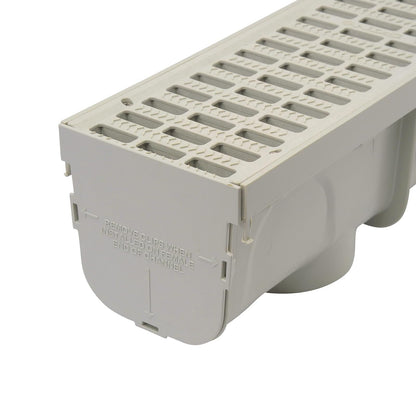 NDS 864G Kit de Drenaje de Canal de 5 Pulgadas, Canal de Perfil Profundo de 5-1/2 Pulgadas x 39-3/8 Pulgadas, Incluye Dos Rejillas de plástico Gris, Tapas de Extremo/Salida, para calzadas, Patios y