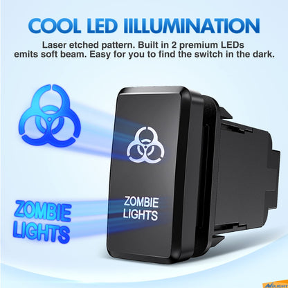 Nilight Interruptor de Botón Luces Zombi 12V con Kit Cable Conector