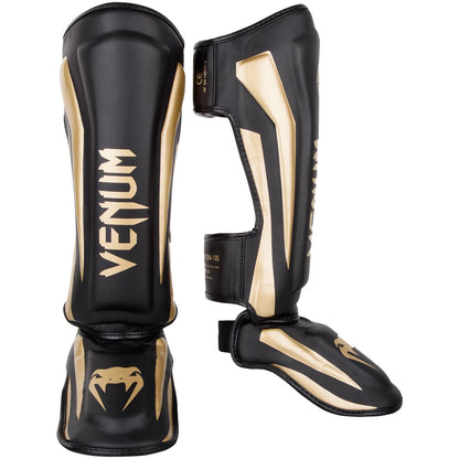 Venum Elite Espinilleras Rígidas - Negro - Oro - M