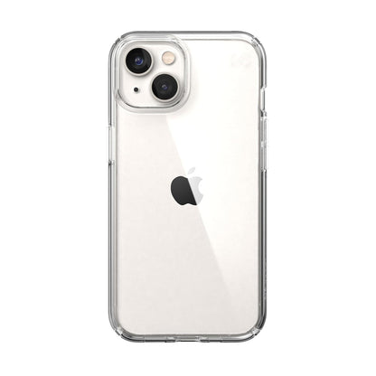 Speck Presidio Perfect Clear Funda Compatible con iPhone 14/13, Protección Caídas 4m, Bisel Elevado, Protección Antimicrobiana - Transparente