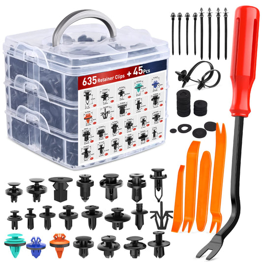 Nilight BL-95-A Juego de 680 Clips de Retención de Nailon para Parachoques con Removedor, Negro