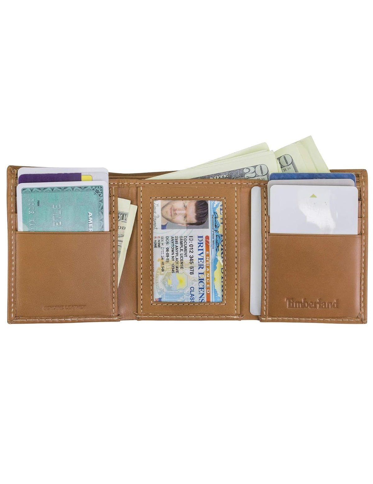 Timberland - Cartera de piel para hombre con ventana de identificación