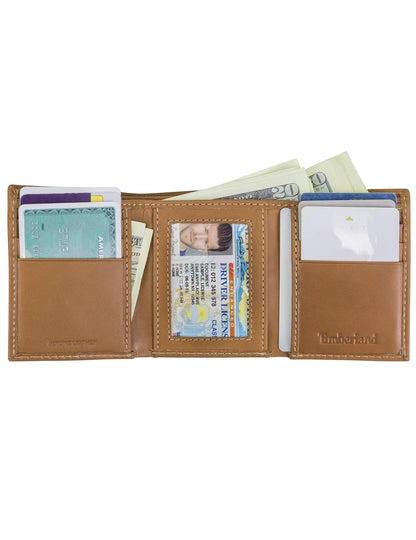 Timberland - Cartera de piel para hombre con ventana de identificación