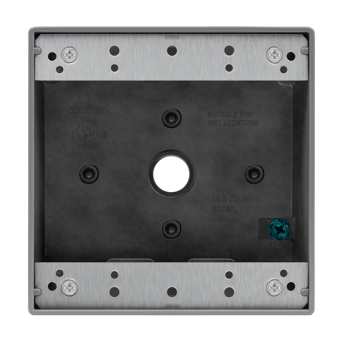 ENERLITES - Caja de enchufe resistente a la intemperie con cinco salidas roscadas de 1/2 pulgadas, caja eléctrica para exteriores, 5 agujeros de 0.5 pulgadas cada uno, 2 bandas, 4.5 pulgadas de alto x 4.5 pulgadas de largo x 2.1 pulgadas de profundidad, E