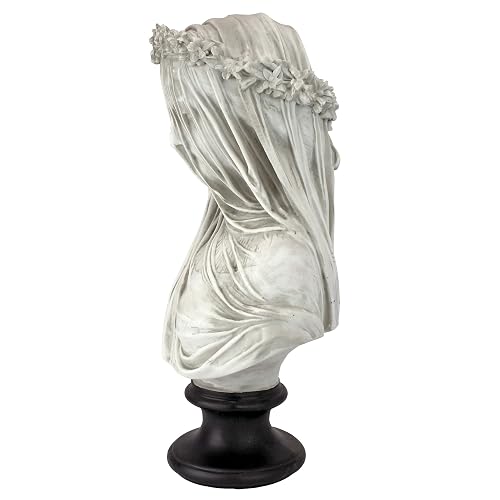 Design Toscano - Estatua de Busto para Interior, 9 Pulgadas de Ancho, 14 Pulgadas de Alto, polirresina fundida a Mano, Acabado Blanco Envejecido con una Base Pintada Negra