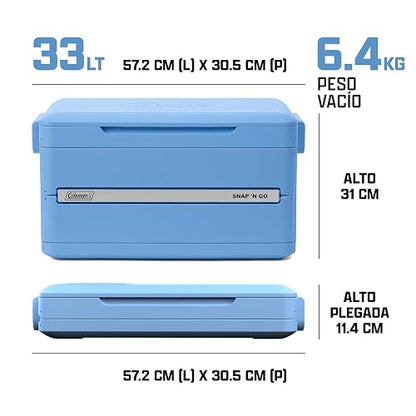 Coleman Hielera Plegable Snap 'N Go | Se Pliega a la Mitad para Ahorrar Espacio, Conserva el Hielo hasta 2 Días, Garantía de 3 Años