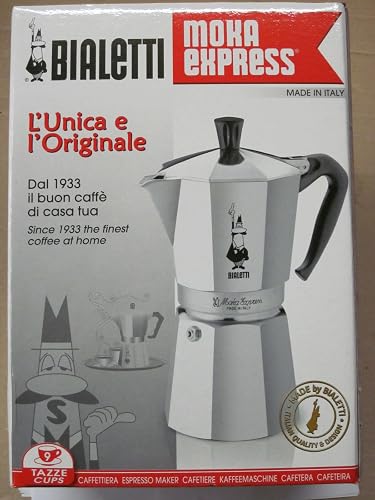 Bialetti 6800 Moka Express Percolator, Plateado, 9 Tazas, 1