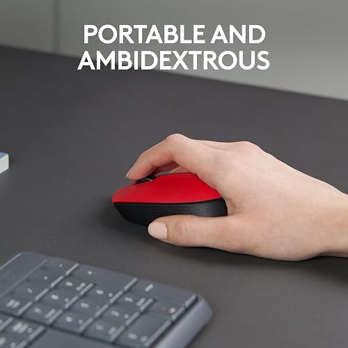 Logitech M170 Mouse Inalámbrico, con tecnología 2,4 GHz, batería de hasta 12 Meses con Modo Ahorro, Receptor USB, Cursor y Desplazamiento Preciso, Compatible con Windows, Mac y Chrome - Rojo