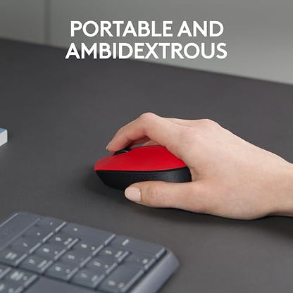 Logitech M170 Mouse Inalámbrico, con tecnología 2,4 GHz, batería de hasta 12 Meses con Modo Ahorro, Receptor USB, Cursor y Desplazamiento Preciso, Compatible con Windows, Mac y Chrome - Rojo