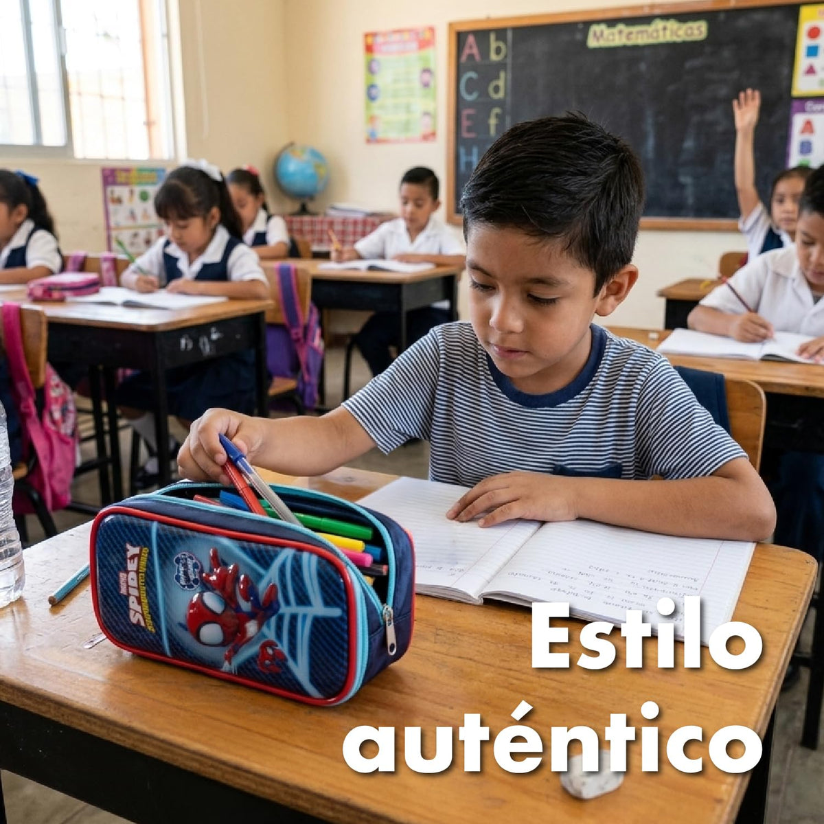Ruz Lapicera Doble Infantil y Preescolar | Spidey y Sus Amigos | 100% Poliéster | Estuche de Tela para Niños con Compartimentos Internos y Cremallera | Recomendado desde 3 años