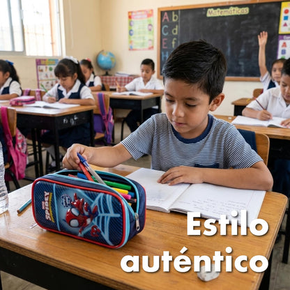 Ruz Lapicera Doble Infantil y Preescolar | Spidey y Sus Amigos | 100% Poliéster | Estuche de Tela para Niños con Compartimentos Internos y Cremallera | Recomendado desde 3 años