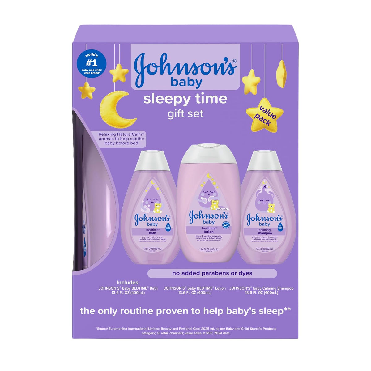Johnson's Sleepy Time Baby Gift Set with Relaxing NaturalCalm Aromas, Bedtime Essentials, 4 items
