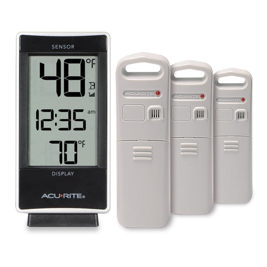 AcuRite 01090M Termómetro multisensor con 3 sensores de temperatura para interiores y exteriores
