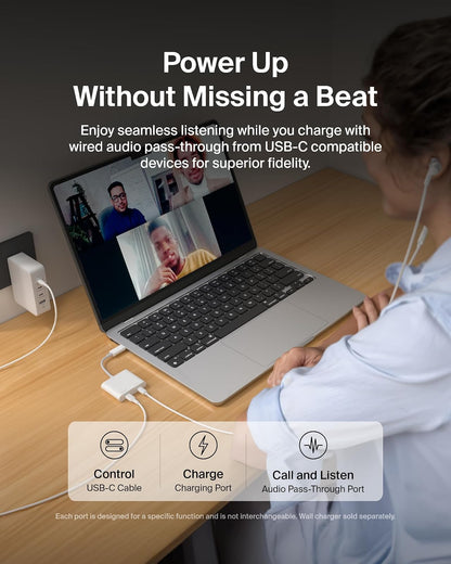 Belkin Connect USB-C Power & Data Splitter, concentrador de Doble Puerto con 1 Puerto USB-C 3.2 Gen2 y 1 Puerto PD de 100 W para Carga simultánea y Transferencia de Datos para iPhone, iPad, Nintendo