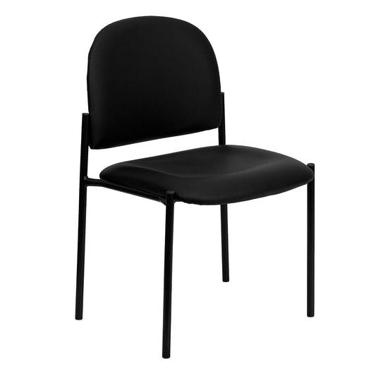 Flash Furniture Tania Comfort - Silla apilable de Vinilo tapizada con Asiento Acolchado, Silla apilable Moderna para Sala de Estar/Oficina, Color Negro