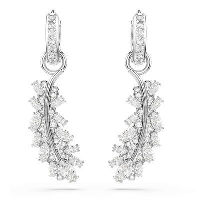 Pendientes Vienna, Tallas mixtas, Pluma, Blancos, Acabado en rodio
