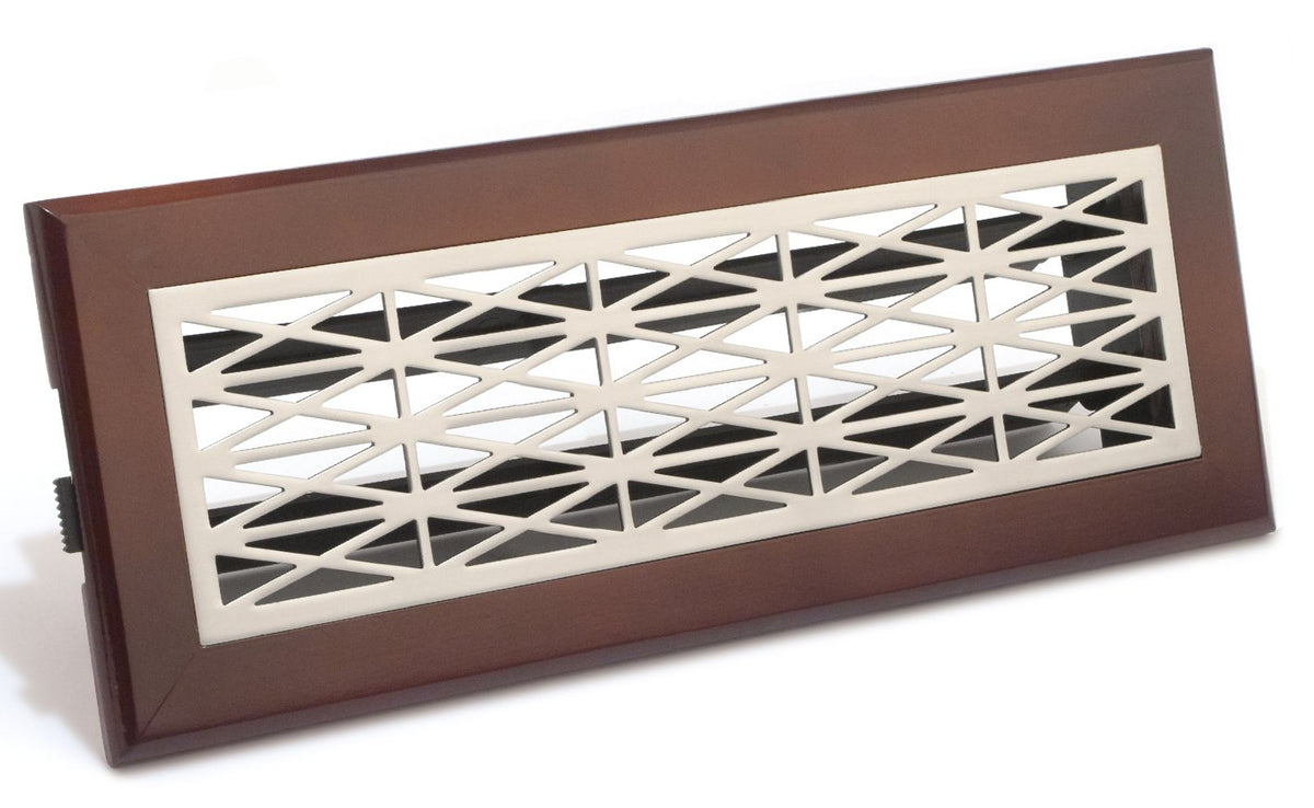 Accord GTCHSN412 Registro de piso con marco de cerezo con diseño de enrejado, 4 pulgadas x 12 pulgadas (medidas de apertura de conducto), níquel satinado, Tradicional, 4-inch x 12-inch, Níquel Satinado