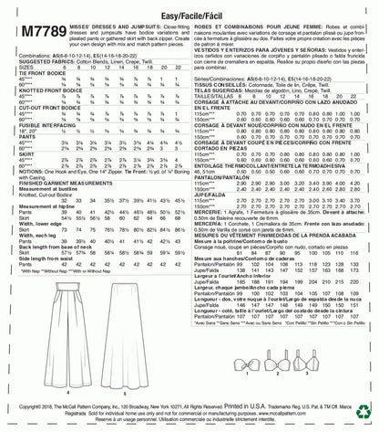 McCall's Patterns - Patrones de costura para vestidos y monos, multicolor
