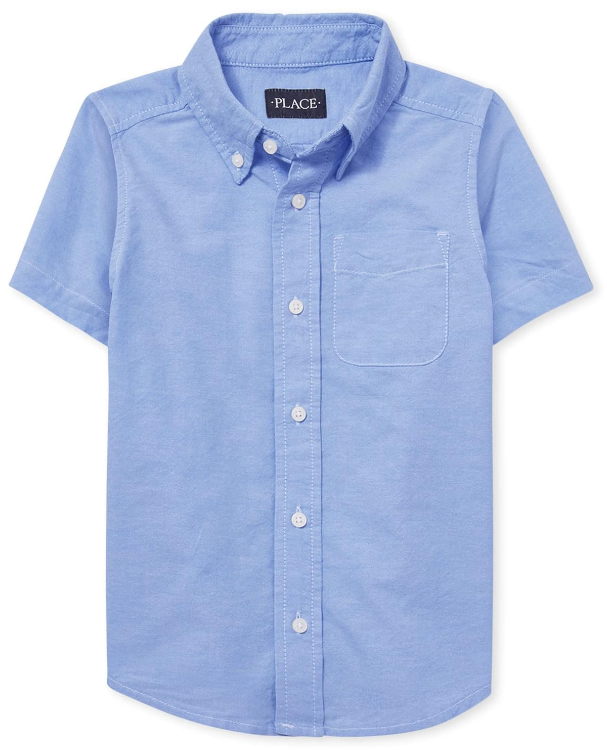 The Children's Place Camisa Oxford Manga Corta para Bebé y Niño - 0 - G - Azul LT