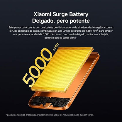 XIAOMI Ultrathin Magnetic Power Bank 5000mAh 15W, 6mm, 98g, Grafito Negro | USB Tipo C, Compatible con MagSafe para iPhone, Ligera con Carga inalámbrica, Compatible con iPhone 17/16/15/14/13/12