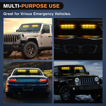 Nilight 32LED Amber Emergency Dash Strobe Lights with Controller Suction Cups Warning Hazard Interior Front/Rear Windshield Deck Split Light Bar for Trucks Construction Vehicles | Barra de luz dividida para cubierta de parabrisas delantero/trasero para ca