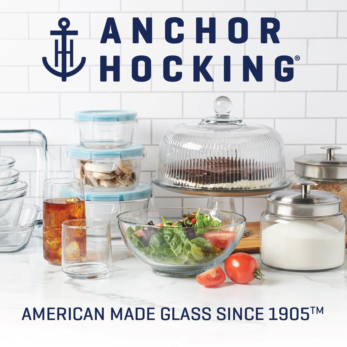 Anchor Hocking - Juego de 4 cuencos de vidrio para mezclar, duraderos, aptos para microondas, horno y lavaplatos, perfecto para preparar, mezclar, servir y almacenar, fabricado en Estados Unidos