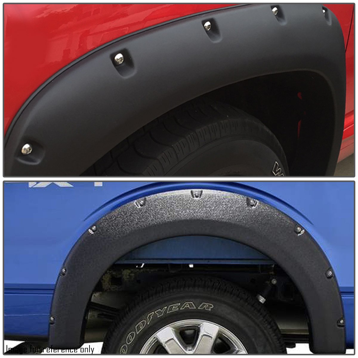 DNA MOTORING Guardabarros Laterales Estilo Remachado para Dodge Ram 1500/2500/3500, Negro